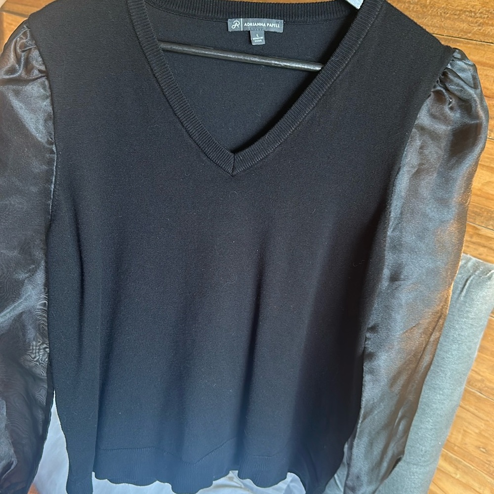 Adrianna Papell Sweater with Sheer Sleeves